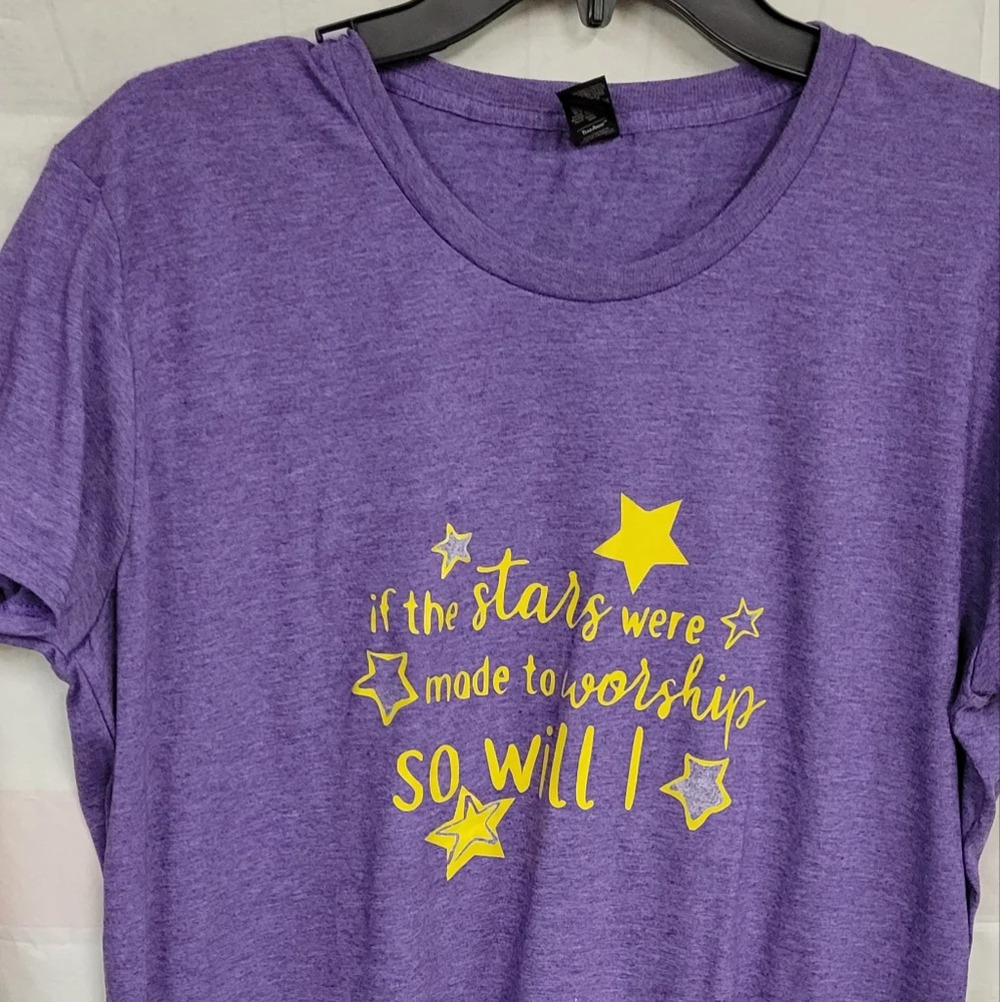 La Ti Da Tee Sz XL if the stars were made to worship so will I" Purple